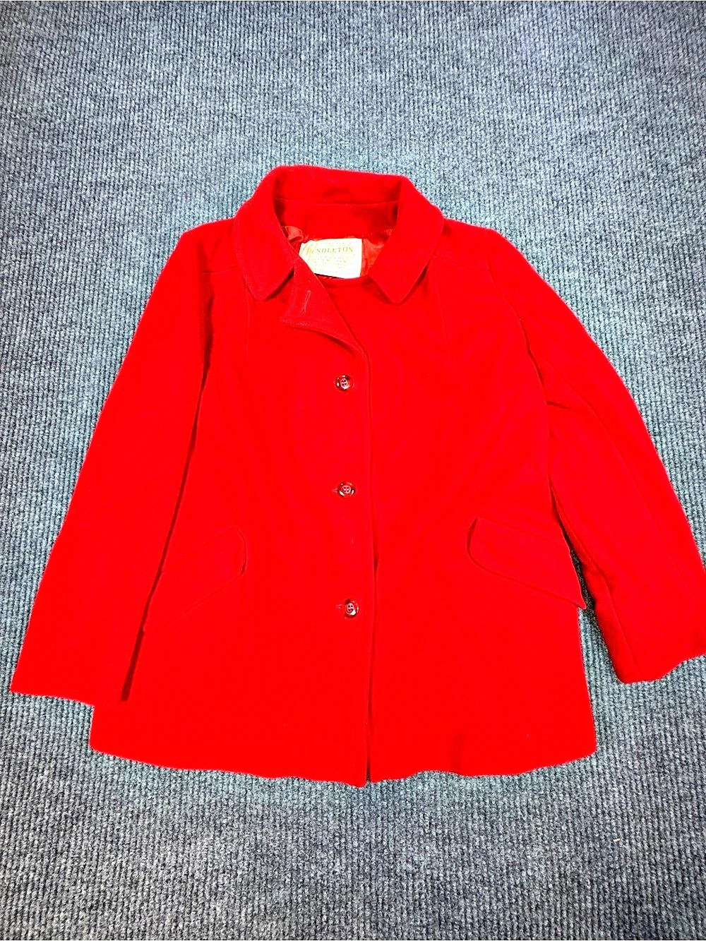 Pendleton Red Wool Pea Coat